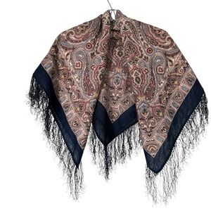 Platki,  100% Wool Square Scarf/Shawl with long fringes